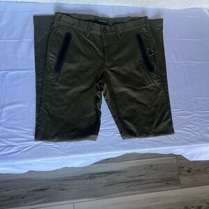 Olive Green Shorts with Black Accents